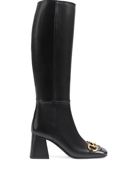 gucci black boots with crystals|gucci print thigh high boots.